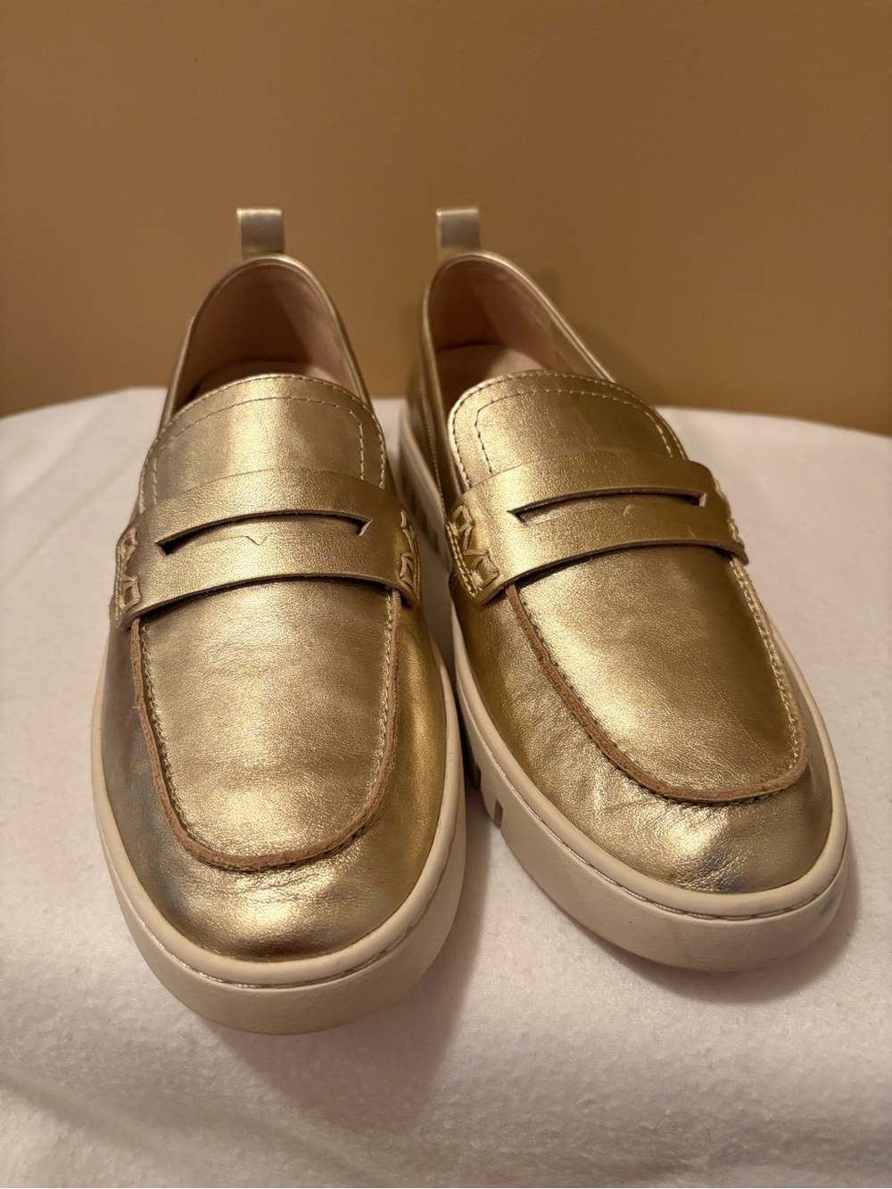 VIONIC Gold Slip-On Penny Loafers for women